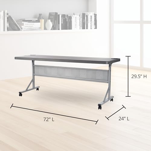 National Public Seating Flip N Store Training Table 24 x 72 Inch Charcoal Slate