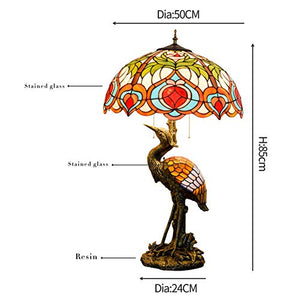 Xiaohu Tiffany Style Table Lamp 20" Rustic Male Large Lamp with Peach Glass Shade