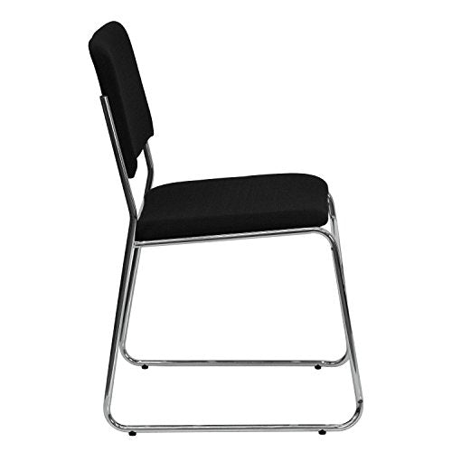Flash Furniture 5 Pk. HERCULES Series 1000 lb. Capacity Black Fabric High Density Stacking Chair with Chrome Sled Base