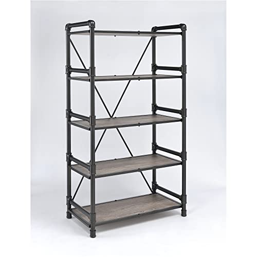 5-Tier Wooden Bookshelf 72” Tall Open Bookcase Organizer Oak