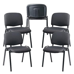 CLATINA Set of 5 Stackable Black Fabric Reception Chairs