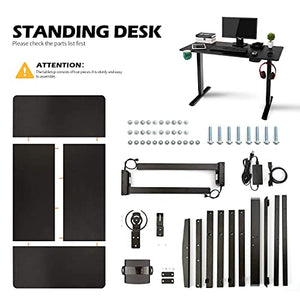 OUTFINE Electric Dual Motor Standing Desk with Black 63" Desktop - 220lbs Load