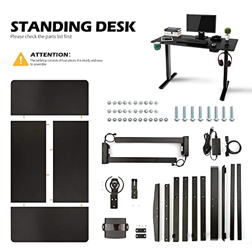 OUTFINE Electric Dual Motor Standing Desk with Black 63" Desktop - 220lbs Load