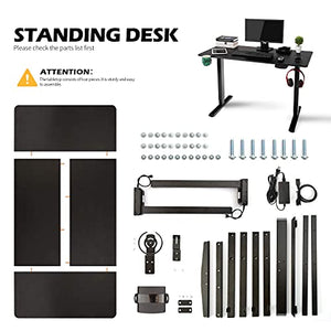 OUTFINE Heavy Duty Dual Motor Height Adjustable Standing Desk Electric Dual Motor (Black, 63") - 220lbs Load