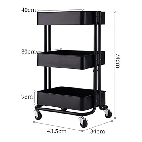 VejiA 3 Tier Rolling Cart Metal Utility Organizer Trolley
