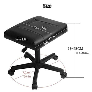 None Under Desk Footrest with Wheels, Gaming Chair Foot Stool - Height Adjustable 360° Rolling Leg Rest - Office Small Footstool Computer Foot Rest (Black)