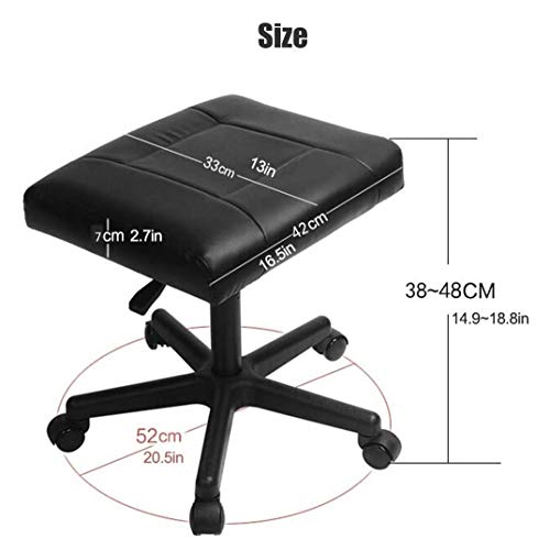 Footrest with Wheels, Height Adjustable 360° Rolling Leg Rest - White