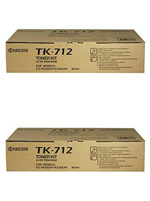 Kyocera TK-712 FS-9130 FS-9530 Toner Cartridge (Black, 2-Pack) in Retail Packaging