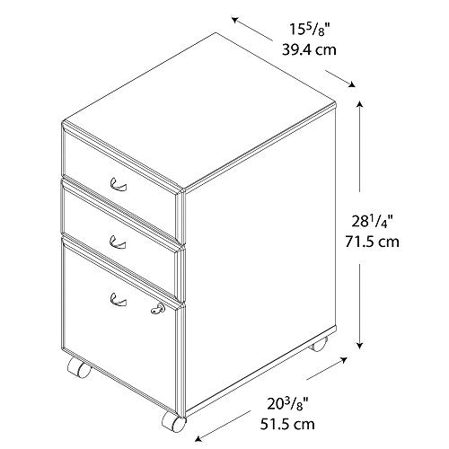 Bush Business Furniture Series A 3 Drawer Mobile File Cabinet, Natural Cherry/Slate