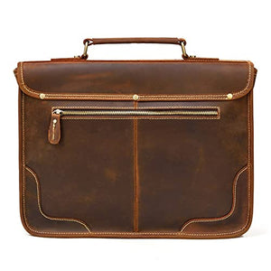 YZBMH Handmade Men's Retro Handbag Men's Business Briefcase Computer Shoulder Messenger Bag (Color : A, Size : 29 * 38 * 9cm)