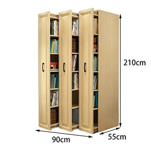 FIFOR Mobile Bookcase with 1-3 Drawers, Height Adjustable Shelves, A4 File Storage Cabinet (Wood, 90x55x210cm)