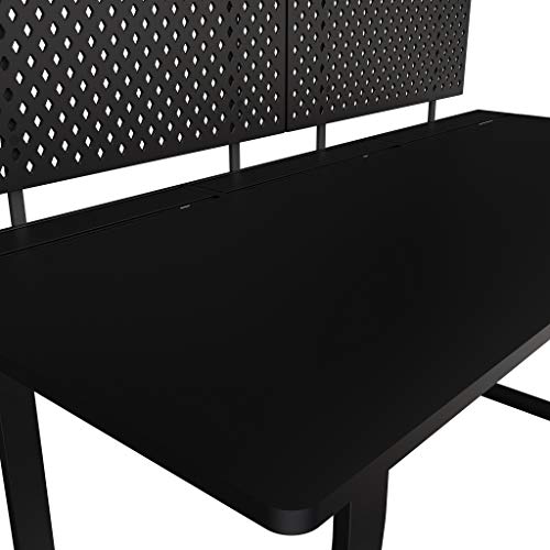 DEZCTOP Bifrost 63W x 28D Gaming PC Computer Desk with Shelves, Large Workstation for Gamers or Home Office with Pegboard, Built-in Cable Management, Stainless Steel Frame (Black)