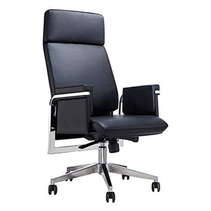 HJJWL Executive Leather High-Back Office Desk Chair with Casters, Black