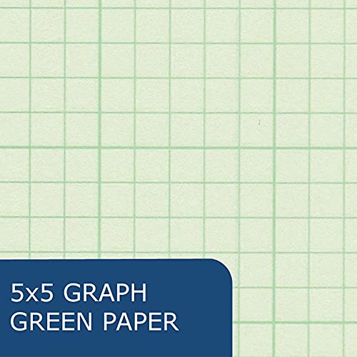 Case of 48 Engineer Pads, 8.5"x11", 100 sheets of 16# Green tint Paper, 5x5 printed Grid, 3-Hole Punched, top glued, Extra Heavy Backing