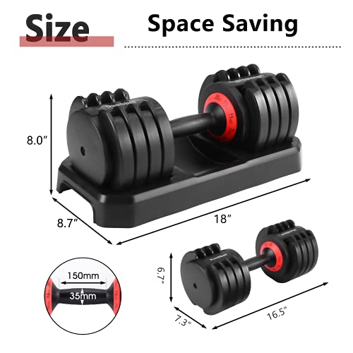 WelKare Adjustable Dumbbells Set for Home, Weights Dumbbell Adjustable for Men Workout and Fitness, 6.6 - 44 Lbs Adjust (1 Pair 88 Pounds)