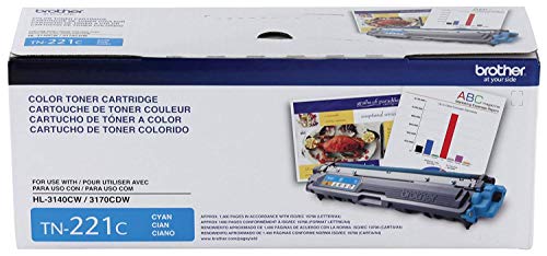 Brother TN-221BK TN-221C TN-221M TN-221Y DCP-9015 9020 HL-3140 3150 3170 3180 MFC-9130 9140 9330 9340 Toner Cartridge Set (Black Cyan Magenta Yellow, 4-Pack) in Retail Packaging