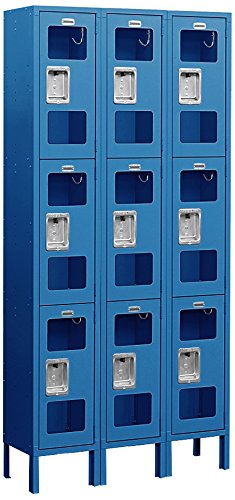 Salsbury Industries 3-Tier See-Through Metal Locker, 6ft High, Blue