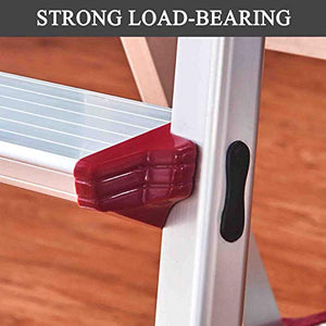 LUCEAE Foldable Aluminum Alloy 3-Step Ladder - Indoor Climbing Stool with Non-Slip Mats