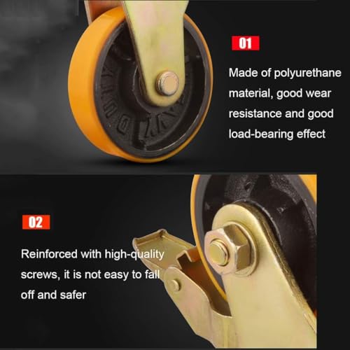 VoOqo Industrial Castor Wheels 200mm, Heavy Duty Caster Set for Furniture Mobile Unit/Worktop
