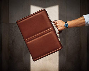 McKlein, V Series, Reagan, Top Grain Cowhide Leather, Leather 3.5" Attaché Briefcase, Brown (80444)