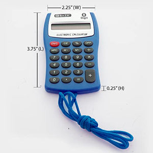BAZIC Products Pocket Size Calculator 8-Digit with Neck String, LCD Display, Small Standard Function Electronics Calculators - 144-Pack