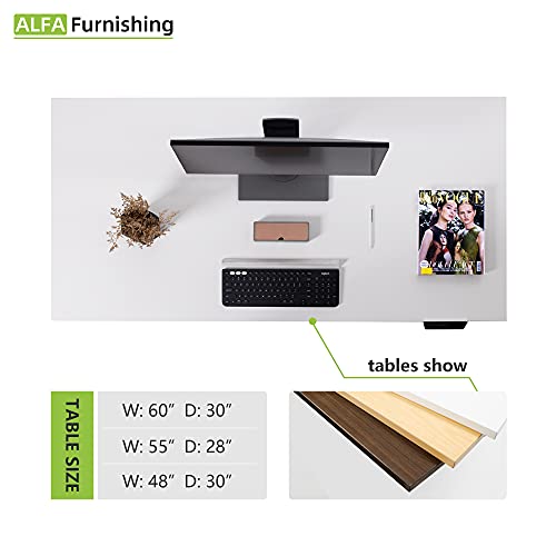ALFA Furnishing 55"x 28" Electric Adjustable Height Desk for Home Office, Standing Desk Sit Stand Desk with 2 Pre-Set Memory (55x28, White Table Top+ White Frame)