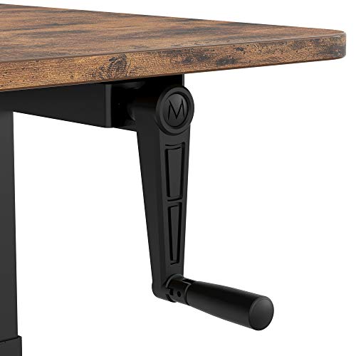 IRONCK Adjustable Height Desk,Standing Desk with Crank Handle,Sit Stand Desks with Storage Bag, Home Office, Brown