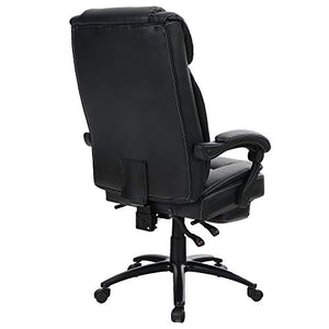 MAISON ARTS Big and Tall Bonded Leather Reclining Office Chair Task Chair, 400lb High Back Executive Massage Computer Desk Chair with Retractable Footrest and Metal Base for Home Office