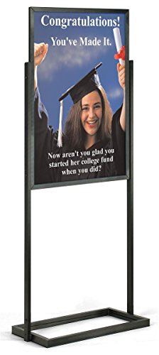 Double-Sided Poster Display Stand for 24 x 36 inch Graphics, Slide-in Design - Black