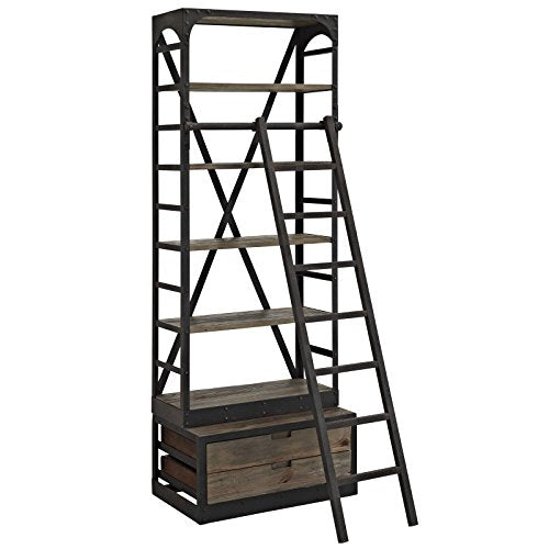 Modway EEI-1211-BRN-SET Velocity Wood Bookshelf, Brown