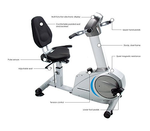 Stamina Elite Total Body Recumbent Bike, Metallic grey