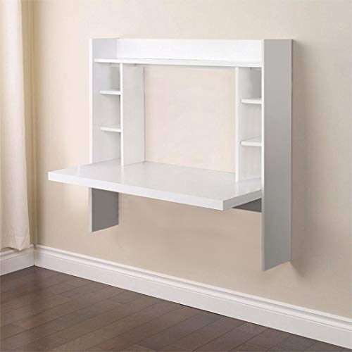 2021 New Floating Desk Shelf Hanging Desk,Anti-Fall,Wall Mounted Computer Desks for Small Space,Compact Workstation Drop-Leaf Table Home Office Table for Laptop PC Notebook, White, US