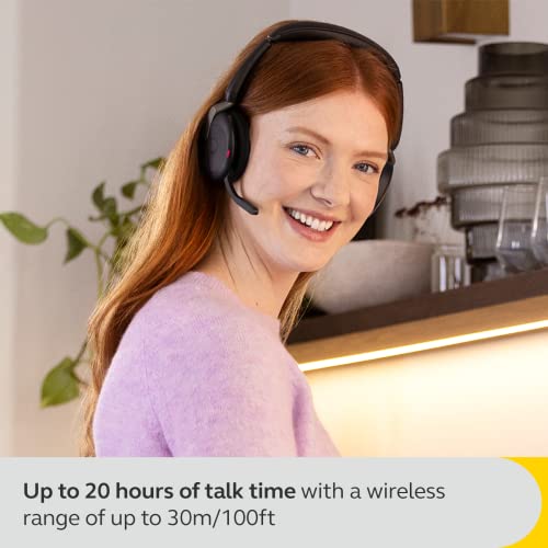 Jabra Evolve2 65 Flex Stereo Headset with Bluetooth & Wireless Charging Pad - Noise-Cancelling ClearVoice Technology - Black