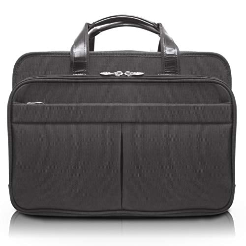 McKlein, R Series, Walton, Tech-Lite Ballistic Nylon, 17" Nylon Expandable Double Compartment Laptop Briefcase w/Removable Sleeve, Black (73985)