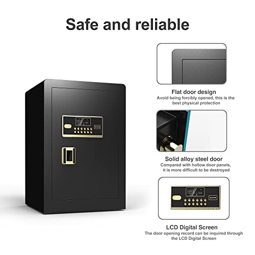 VrixTT Safe Box Fireproof Waterproof, 2.2 Cubic Feet Solid Alloy Steel Safe with Waterproof Bag, Electronic Digital Safe Box for Protect Jewelry, Valuables