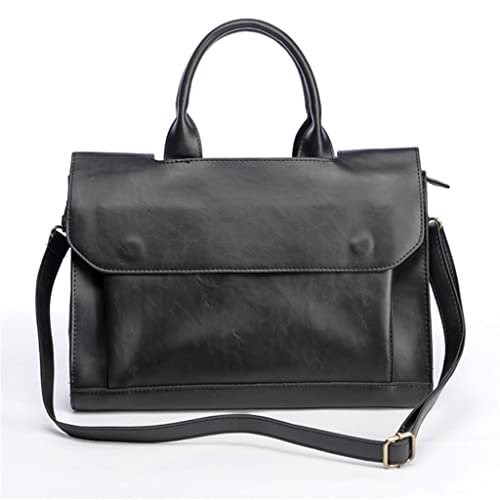 HLMSKD Men's Leather Handbags Laptop Bags Men's Shoulder Bags Business Briefcases Messenger Bags (Color : A, Size