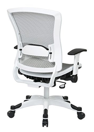 SPACE Seating Breathable Mesh Seat and Back, 2-to-1 Synchro Tilt Control, 2-Way Adjustable Flip Arms, and White Coated Nylon Base Managers Chair, White