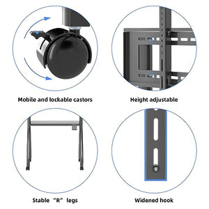 Suptek Mobile TV Cart Floor Stand for 55-120 inch TVs and LED LCD Screens - Max 1100x600 VESA, Height Adjustable