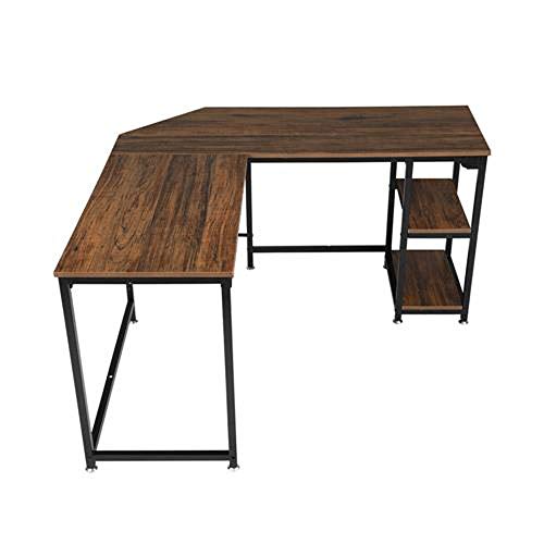 DERTHWER Office desks L-Shaped Desk Corner Computer Table Game Table Workstation for Home Office Study-Black