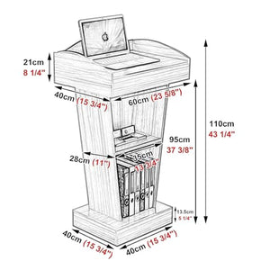 CAMBOS Lectern Podium Stand with Open Storage - Floor Standing Teacher Reception Desk