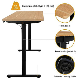 Meilocar Electric Standing Desk with Memory Controller, Height Adjustable, 63" x 24" Tabletop