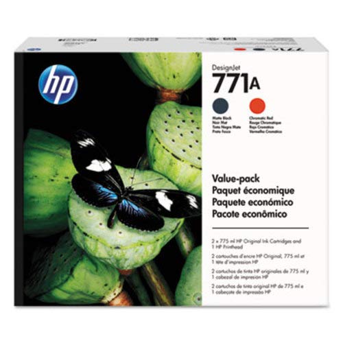 HP 771 Printhead/771A Matte Black/Chromatic Red Original Ink Cartridge Value Pack