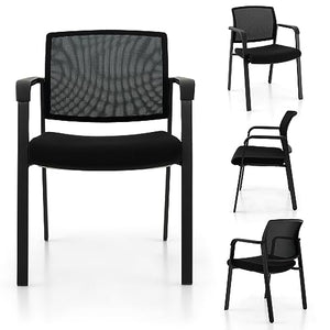 Giantex Reception Room Chair Set - 4-Pack Mesh Back Stacking Chairs