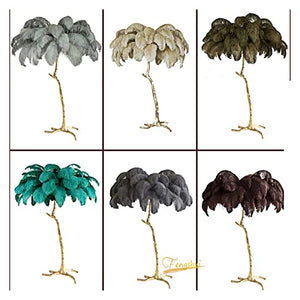 None Nordic Feather LED Floor Lamp 180CM Khaki - Purple