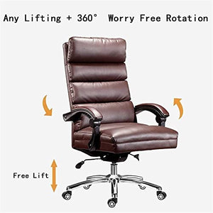 HUIQC Managerial Executive Office Chair with Fixed Armrest and Headrest - Brown