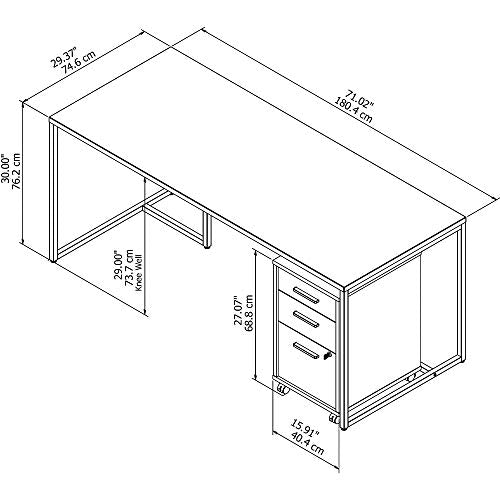 Office by kathy ireland Method 72W Table Desk with 3 Drawer Mobile File Cabinet in White