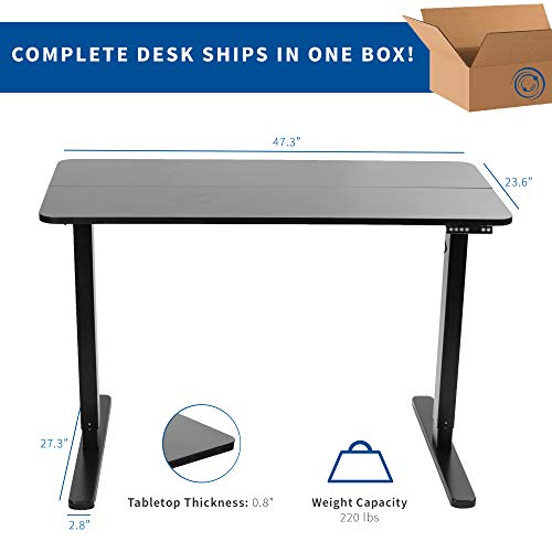 VIVO Electric 47 x 24 inch Stand Up Desk, Complete Height Adjustable Standing Workstation, Frame and Top, Push Button Controller, Black, DESK-EV47TB
