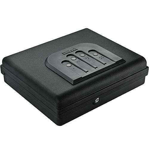 GunVault MicroVault XL Portable Large Gun Safe with Illuminated No-Eyes Digital Keypad and Security Cable (2 Pistol Capacity)
