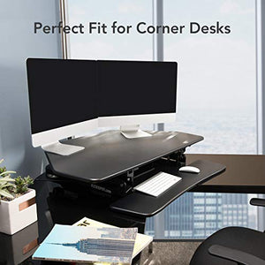 FlexiSpot Standing Desk Converter 41 Inch Height Adjustable Stand Up Desk Riser for Cubicles Corners Home Office Workstation Fit Dual Monitors (M4B)