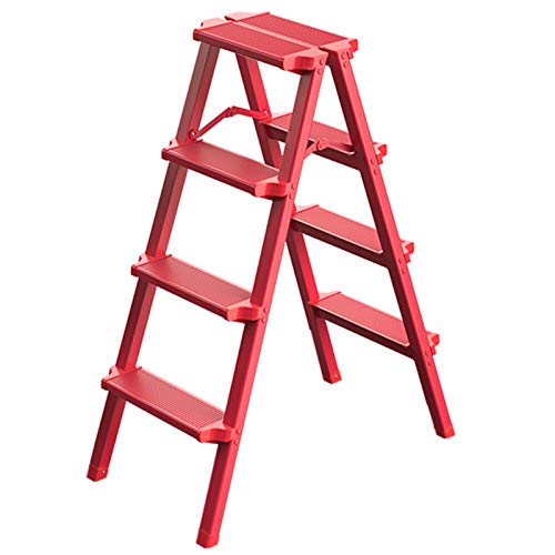 LUCEAE 4 Step Aluminum Alloy Folding Step Stool with Non-Slip Footpads